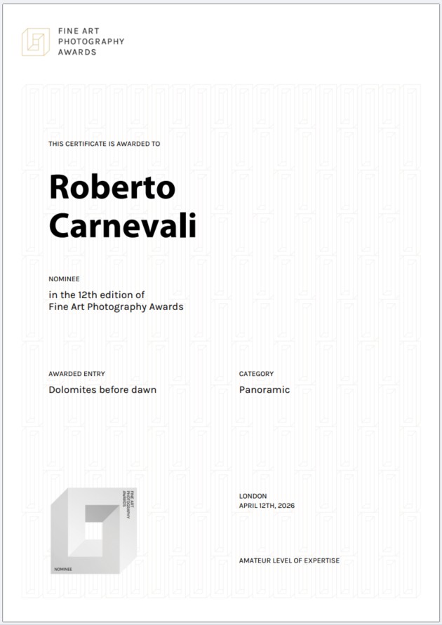 FAPA_FineArtPhotographyAwards_2024_2025_Winner_StreetPhotography_RobertoCarnevali_Certificate