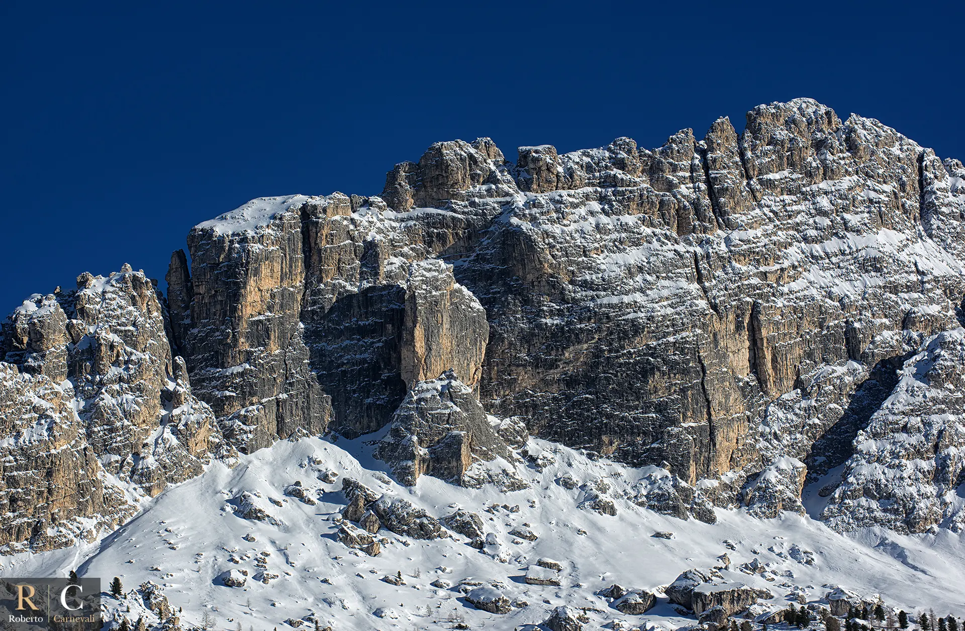 L'inverno sui Cadini di Misurina visti dal lago di Misurina