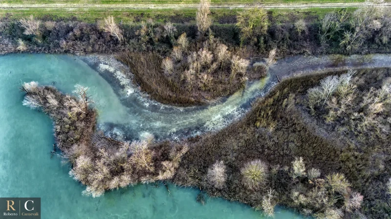 Casse di espansione del fiume Secchia dal drone