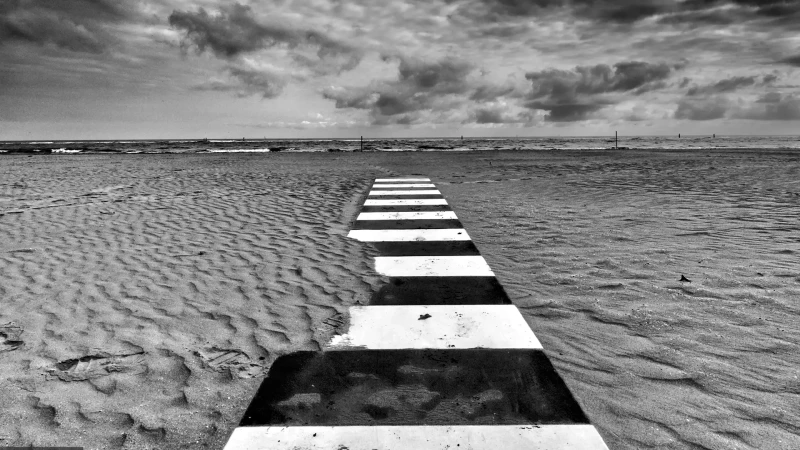 Il mare d'inverno in bianco e nero