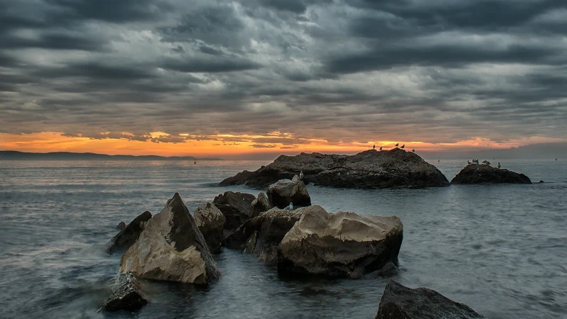 Tramonto sulla riserva marina di Miramare