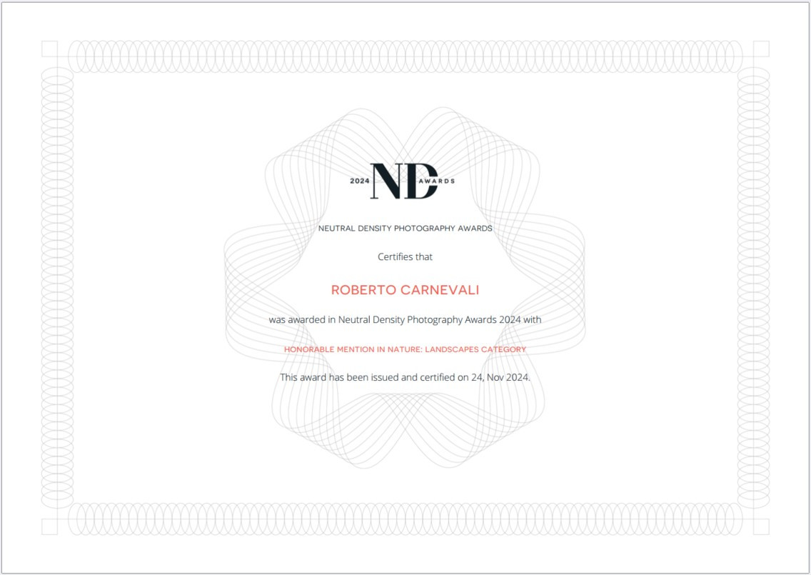 Neutral Density Awards 2024 Landscape Certificato