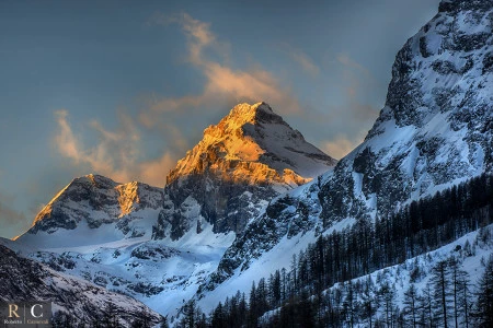 Prime luci sulla Granta Parey in inverno