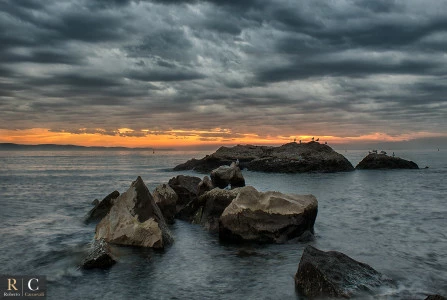 Tramonto sulla riserva marina di Miramare